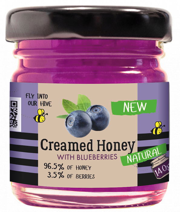 Cream-honey with blueberries