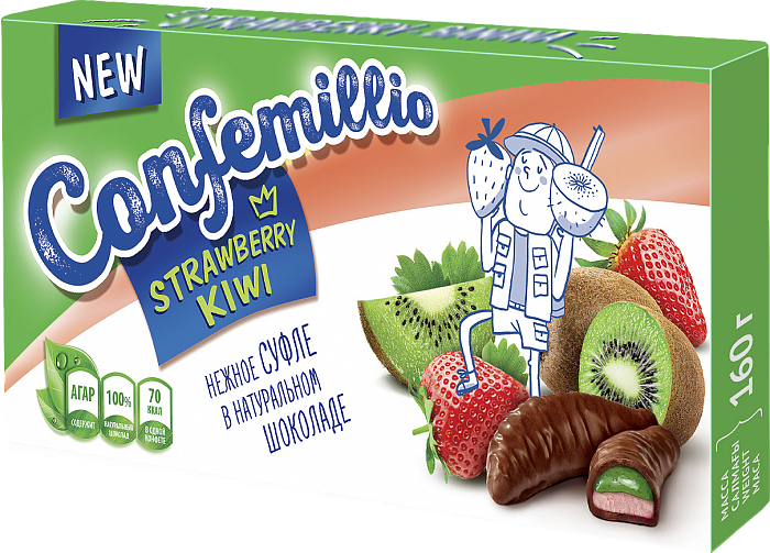 Sweets TM Confemillio with kiwi and strawberry flavors