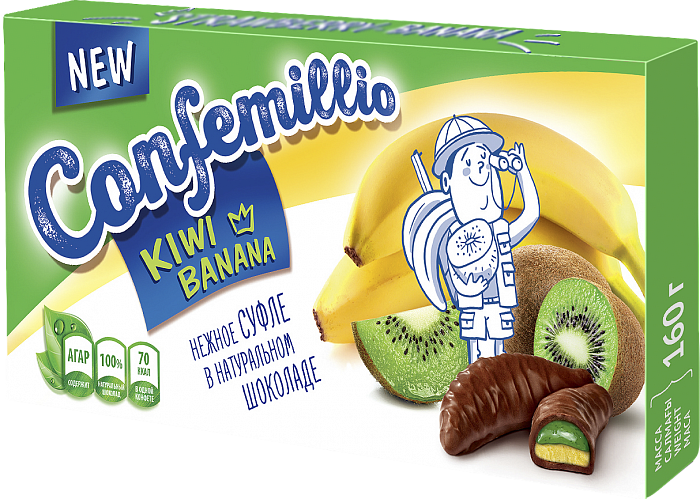 Sweets TM Confemillio with banana and kiwi flavors