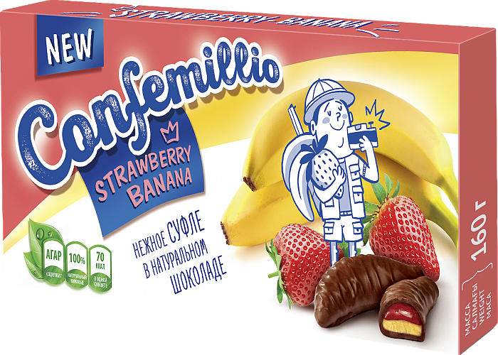 Sweets TM Confemillio with banana and strawberry flavors
